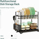 CARLA HOME 2-Tier Large Dish Drying Rack with Drainboard, Utensil Holder, Glass Hooks & Cutlery Storage (Black) – view 3