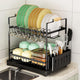 CARLA HOME 2-Tier Large Dish Drying Rack with Drainboard, Utensil Holder, Glass Hooks & Cutlery Storage (Black) – view 7