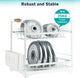 CARLA HOME 2-Tier Large Dish Drying Rack with Drainboard, Utensil Holder, Glass Hooks & Cutlery Storage (White) – view 9