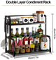 CARLA HOME 2-Tier Wooden Kitchen Countertop Spice Rack for Storage of Condiments, Oils, Jars & Seasoning Bottles – view 2