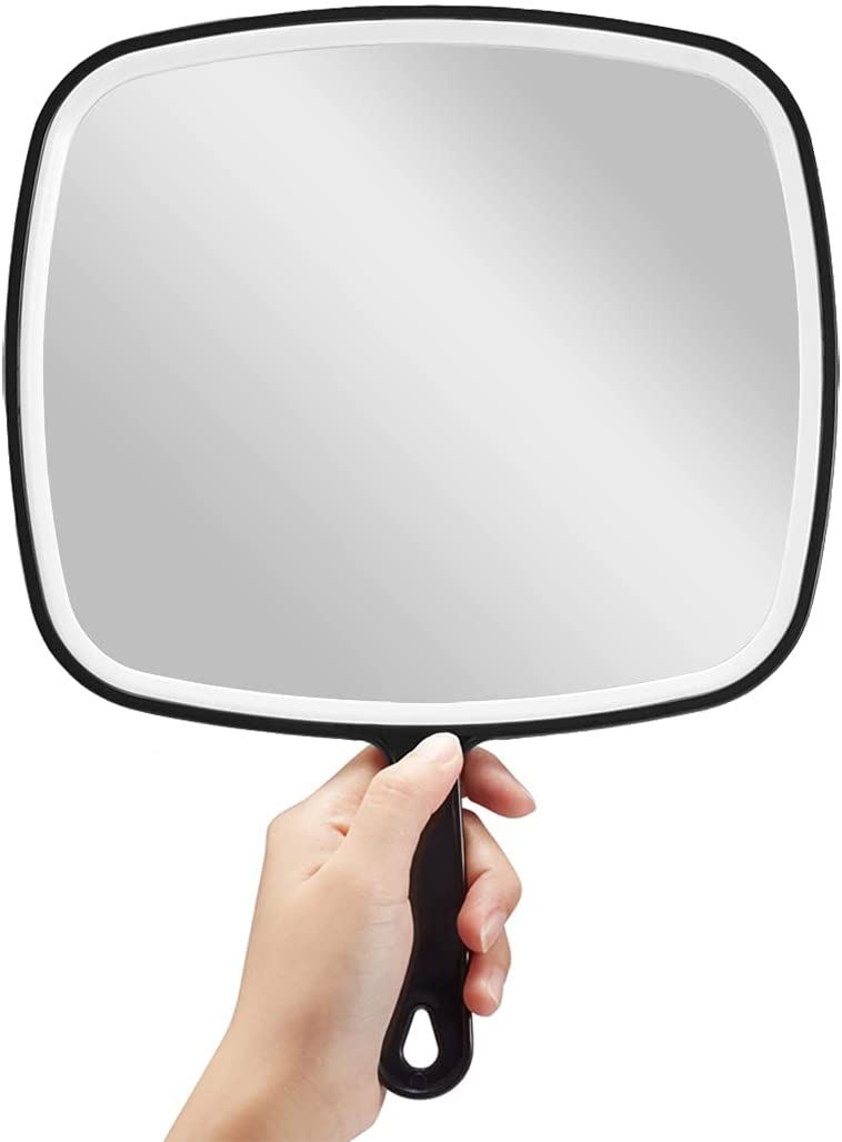 Extra Large Black Handheld Mirror 31.5x23cm HD Reflection 2-Way Design V178-43901