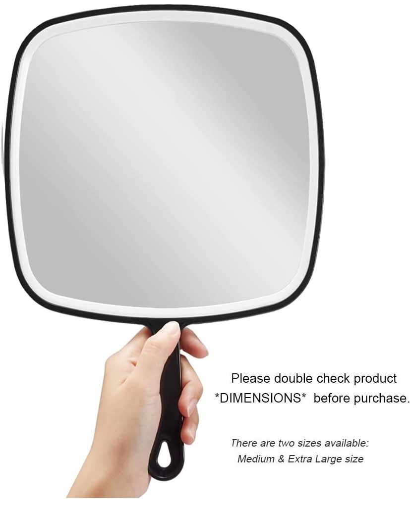 Extra Large Black Handheld Mirror 31.5x23cm HD Reflection 2-Way Design V178-43901