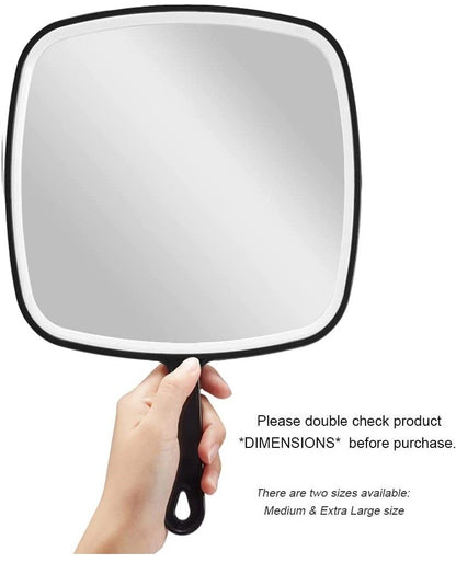 Extra Large Black Handheld Mirror 31.5x23cm HD Reflection 2-Way Design V178-43901