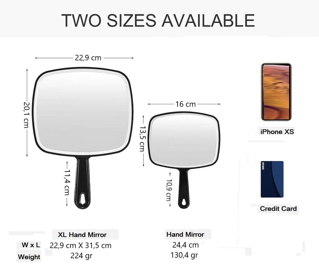 Extra Large Black Handheld Mirror 31.5x23cm HD Reflection 2-Way Design V178-43901