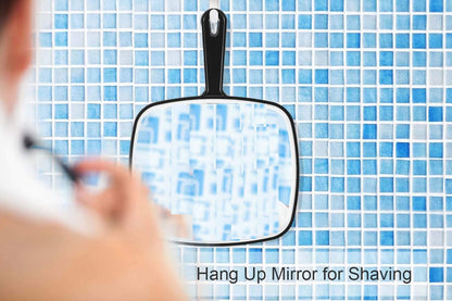 Extra Large Black Handheld Mirror 31.5x23cm HD Reflection 2-Way Design V178-43901