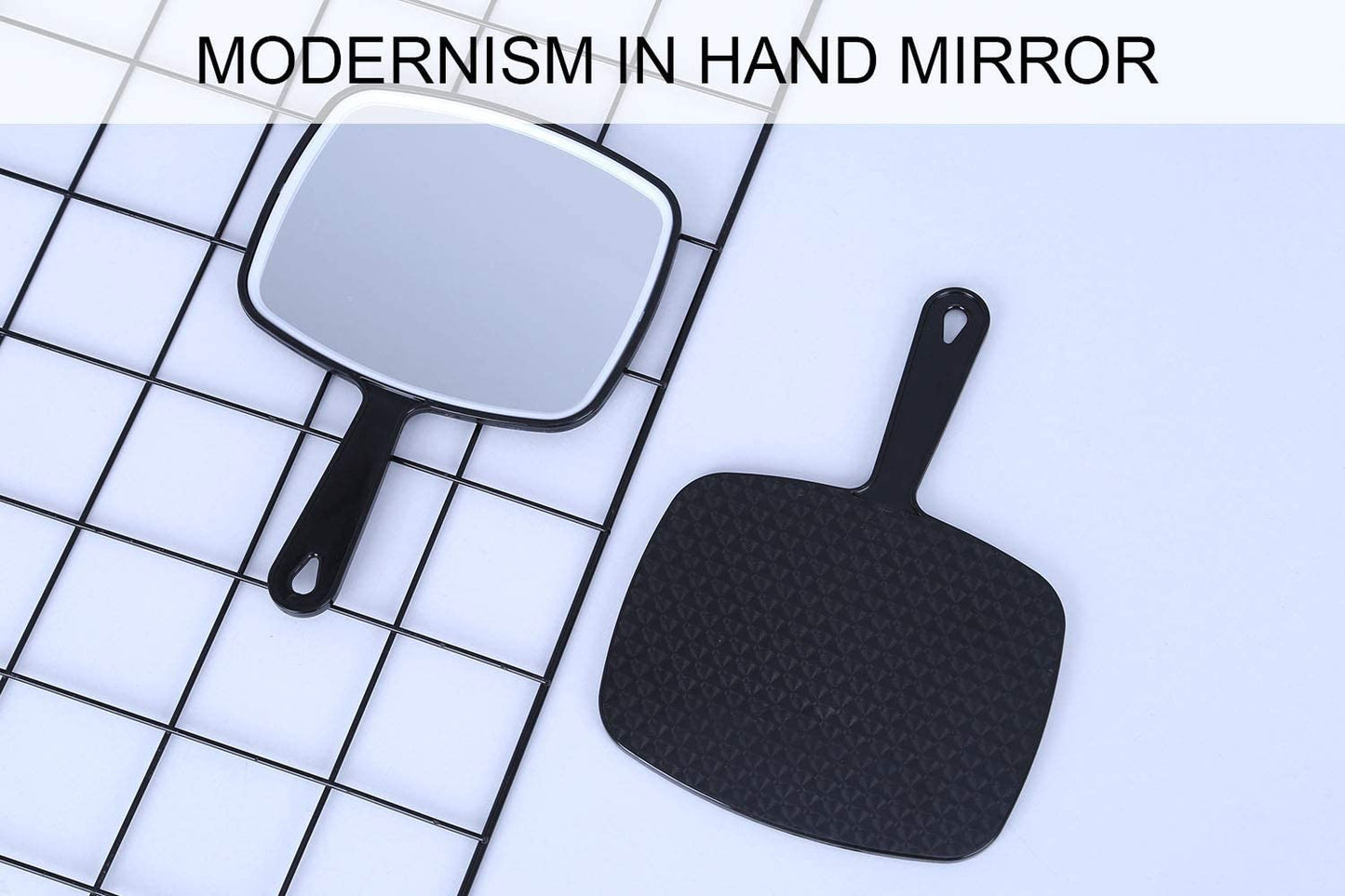 Extra Large Black Handheld Mirror 31.5x23cm HD Reflection 2-Way Design V178-43901