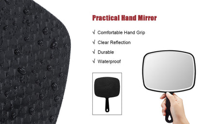 Extra Large Black Handheld Mirror 31.5x23cm HD Reflection 2-Way Design V178-43901