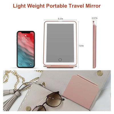 LED Travel Makeup Mirror 3 Light Modes USB - Variant 2