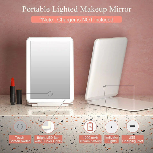 LED Travel Makeup Mirror 3 Light Modes USB – view 2