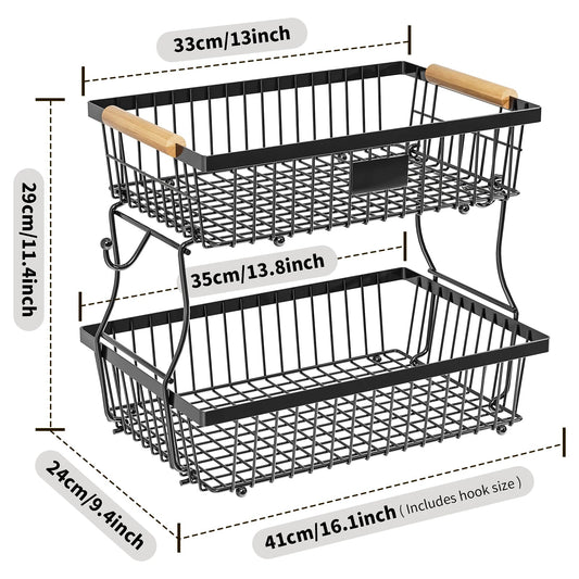 2-Tier Metal Fruit Vegetable Storage Basket – view 2