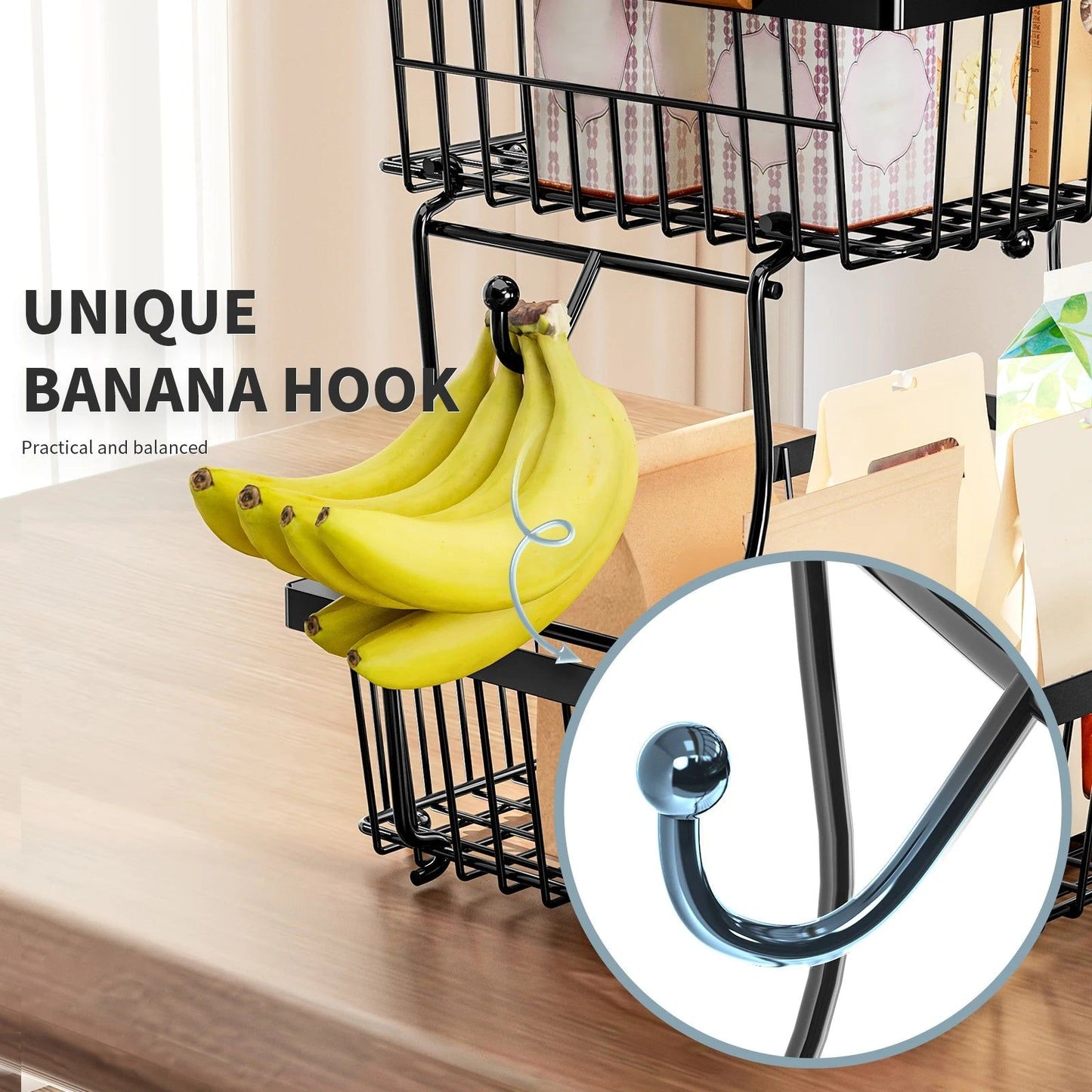 2-Tier Metal Fruit Vegetable Storage Basket