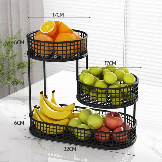 Black Stainless Steel Fruit Basket Storage - Auzzistore