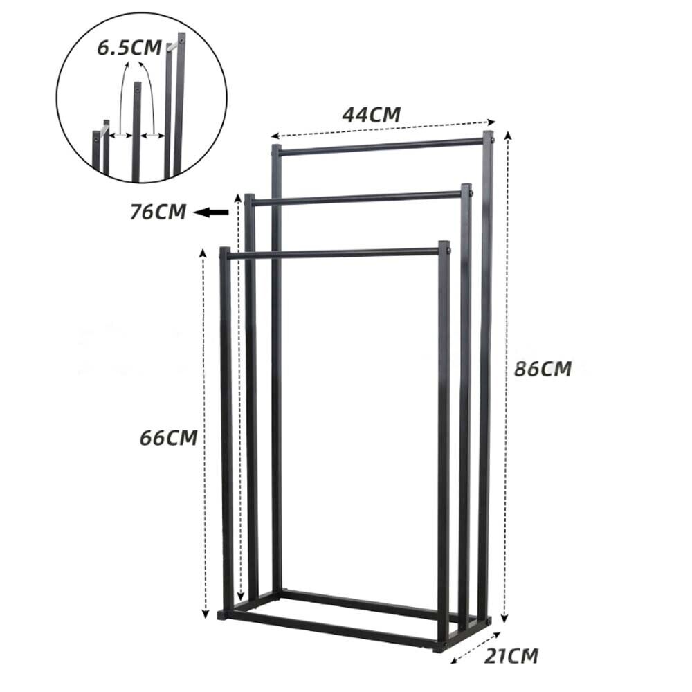 3 Tier Metal Towel Rack Freestanding Bathroom Organizer Rail