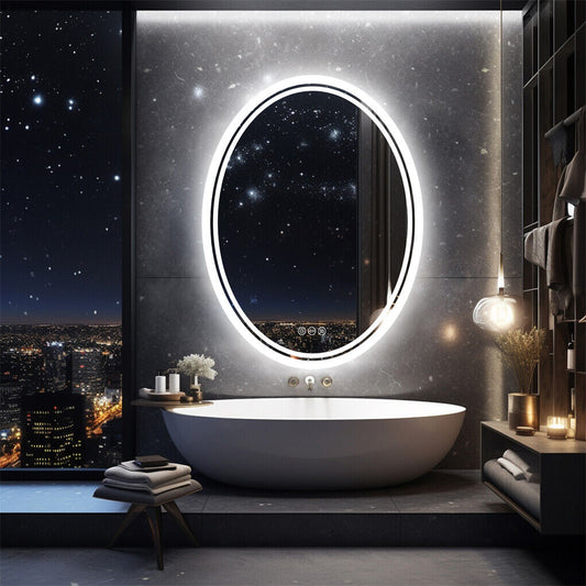 500x700mm LED Bathroom Mirror Oval Dimmable Anti-Fog – view 2