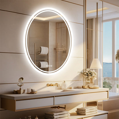 600x800mm LED Bathroom Mirror Oval Anti-Fog Dimmable