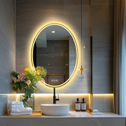 600x800mm LED Bathroom Mirror Oval Anti-Fog Dimmable