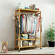3-Tier Wooden Clothes Rack Rolling Garment Stand w/ Hooks – view 3