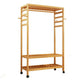 3-Tier Wooden Clothes Rack Rolling Garment Stand w/ Hooks – view 5