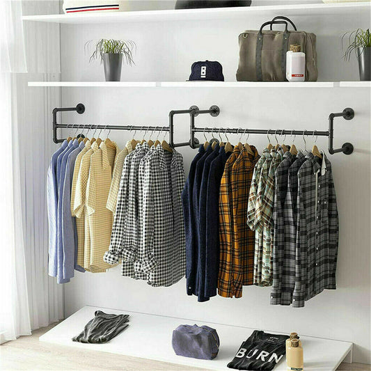 Iron Wall Mounted Clothes Rack with Shelf Garment Display - Auzzistore