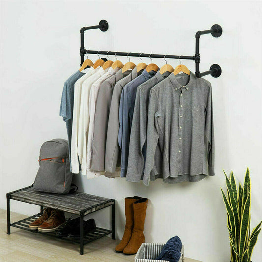Iron Wall Mounted Clothes Rack with Shelf Garment Display – view 2 - Auzzistore