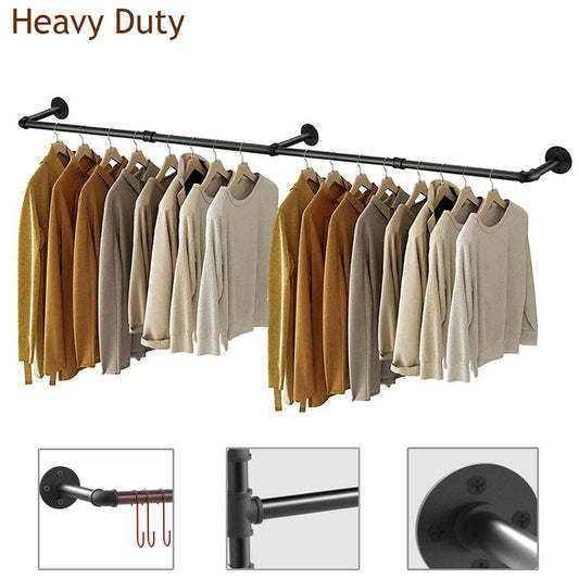 Industrial Iron Pipe Clothes Rail Vintage Wall Shelf – view 2