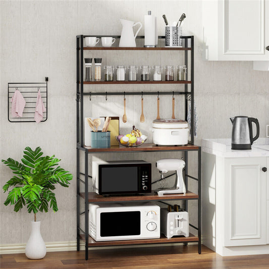 5-Tier Baker's Rack Microwave Stand Storage Shelf 84.5cm - Auzzistore