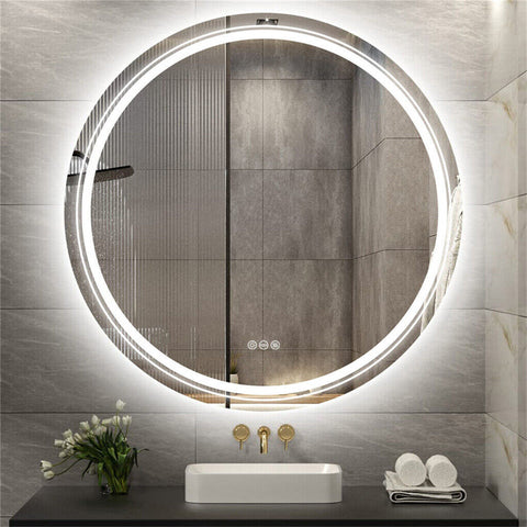 60cm LED Bathroom Mirror Anti-fog Circle Backlit HD - Auzzistore
