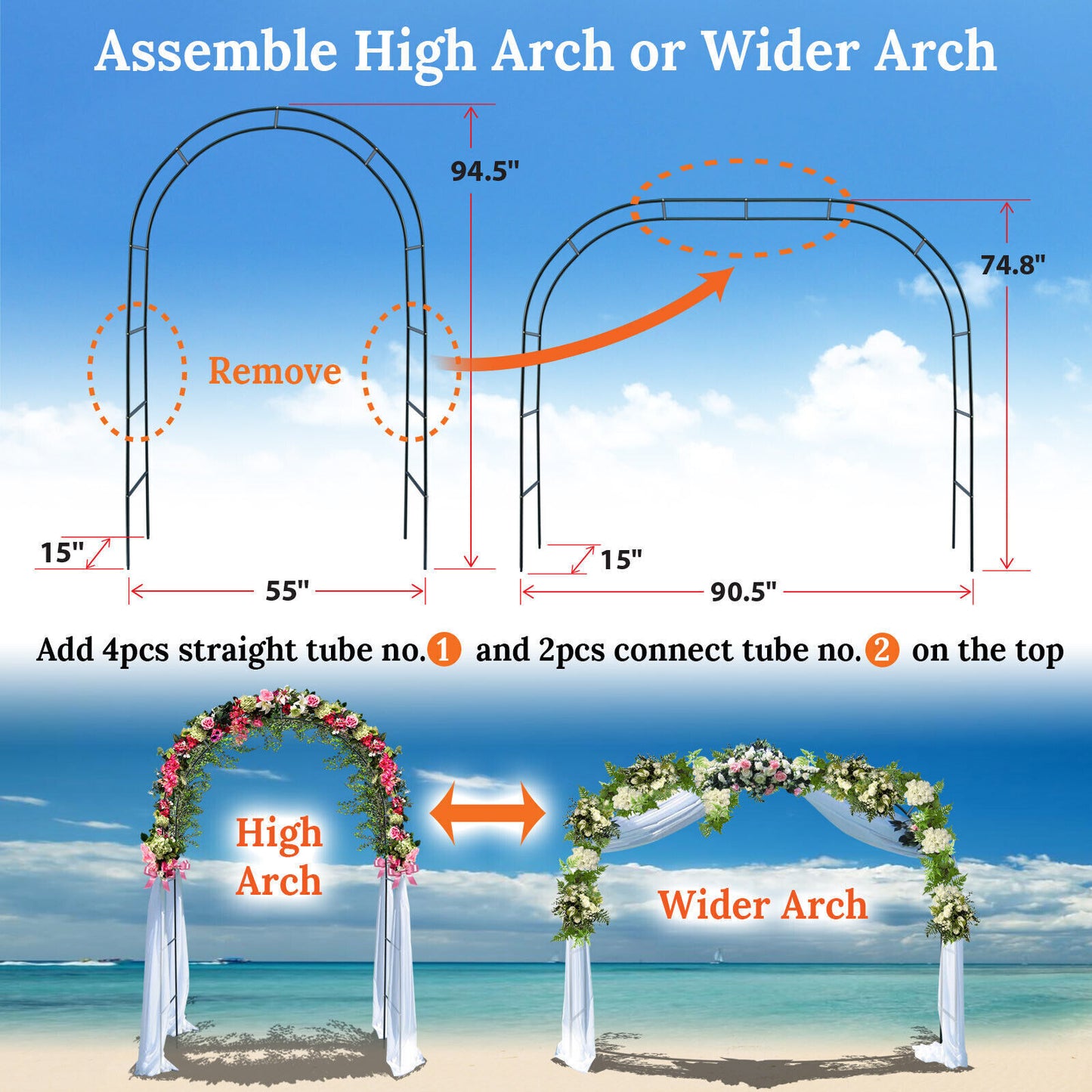 Metal Garden Arch Trellis Iron Plant Support Outdoor Climbing