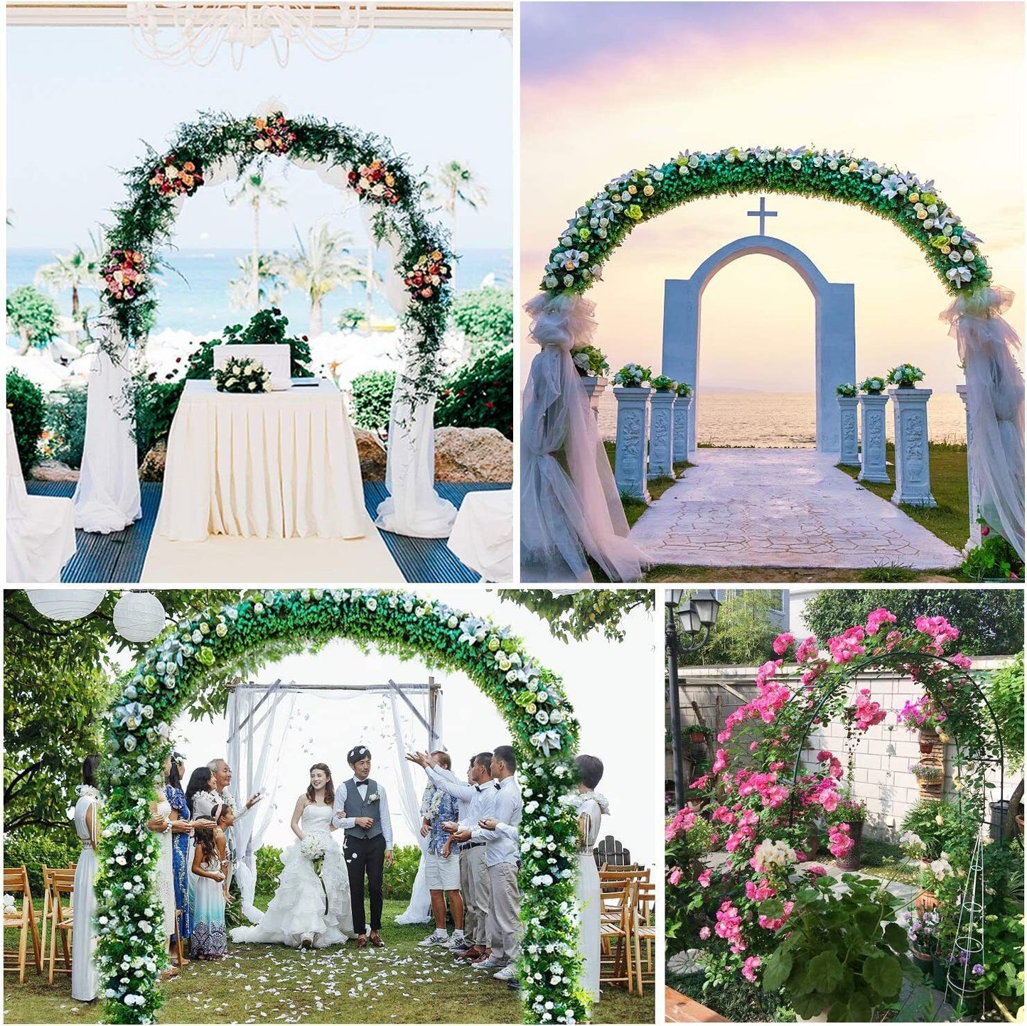 Metal Garden Arch Trellis Iron Plant Support Outdoor Climbing