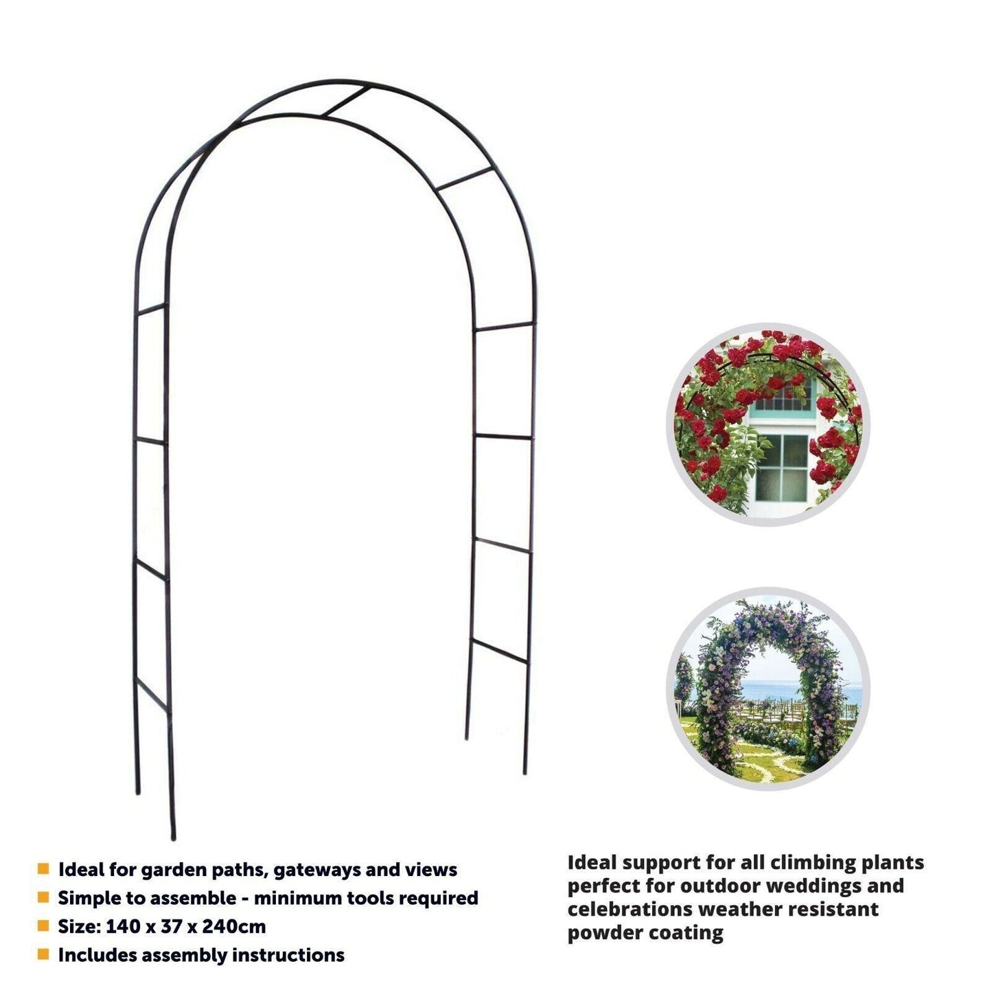 Metal Garden Arch Trellis Iron Plant Support Outdoor Climbing