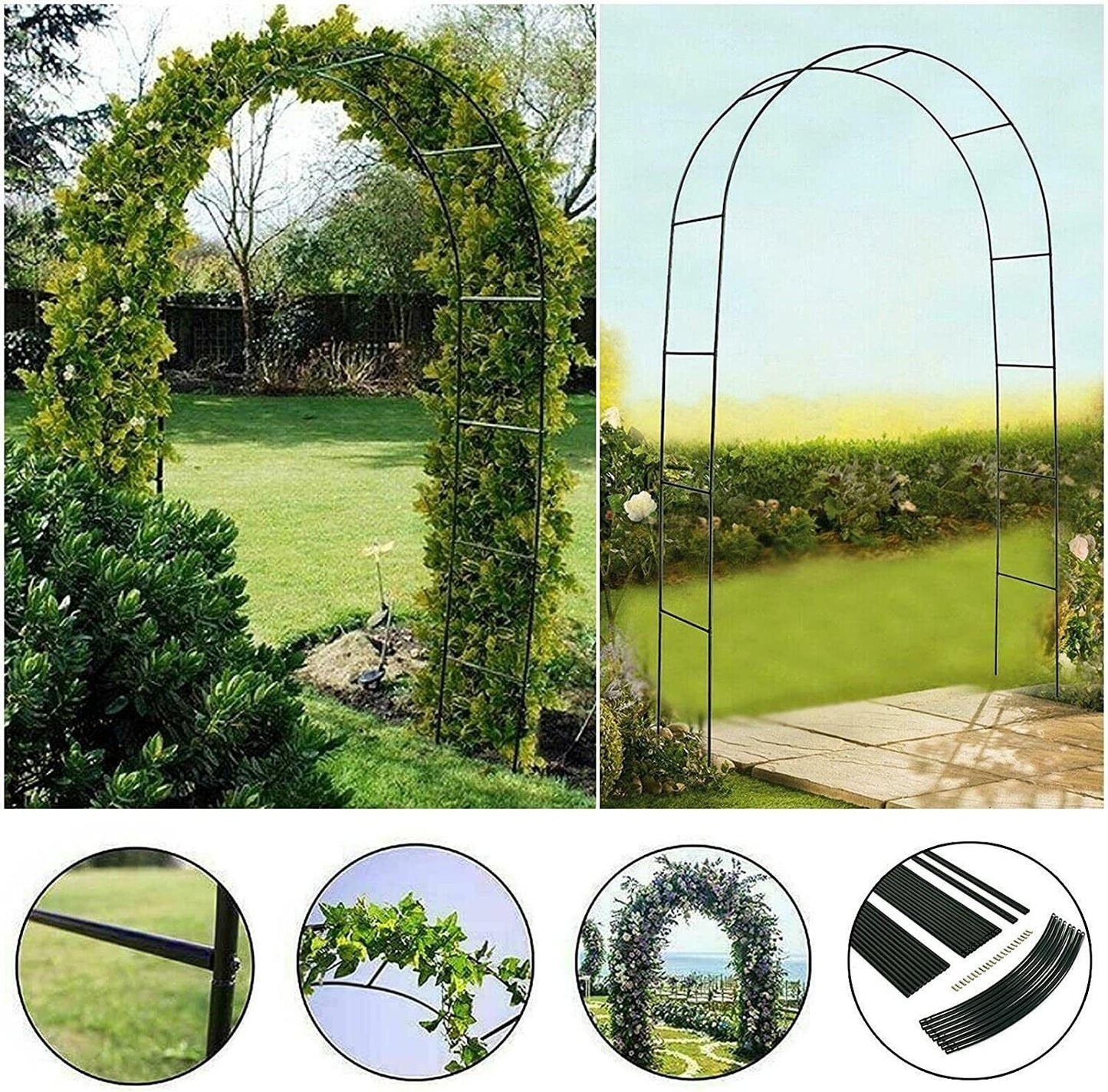 Metal Garden Arch Trellis Iron Plant Support Outdoor Climbing