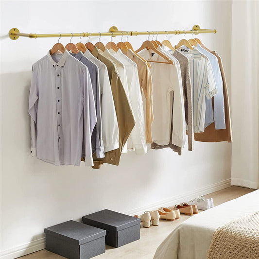 Vintage Iron Clothes Rail Gold Wall Mounted Garment Rack - Auzzistore