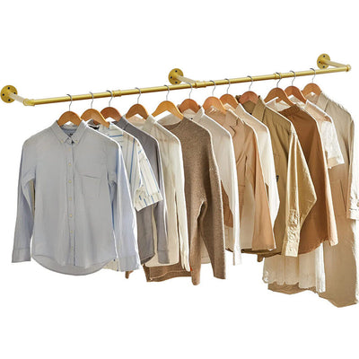 Vintage Iron Clothes Rail Gold Wall Mounted Garment Rack