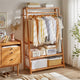 Bamboo Garment Rack Portable Laundry Storage Nature - – view 6