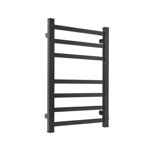 Aluminium Heated Towel Rail 7-Bar Electric Warmer Black - Auzzistore