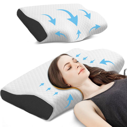 Cervical Memory Foam Pillow Butterfly Shape Standard Anti Snore