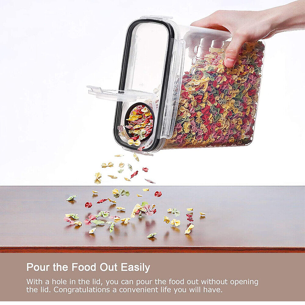 6PCS Food Storage Containers Kitchen Dry Pantry Organiser Airtight Lids