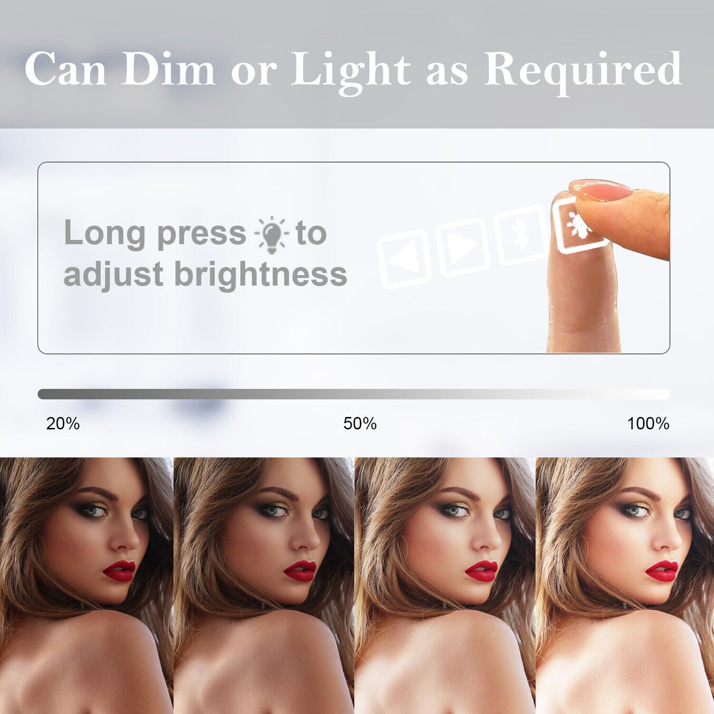 Hollywood LED Vanity Mirror Bluetooth Rectangle White Silver