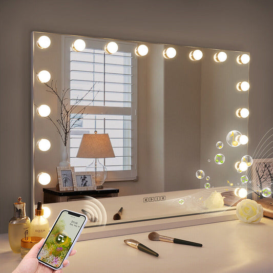White Bluetooth Hollywood Mirror Rectangle Vanity Wall Light – view 2