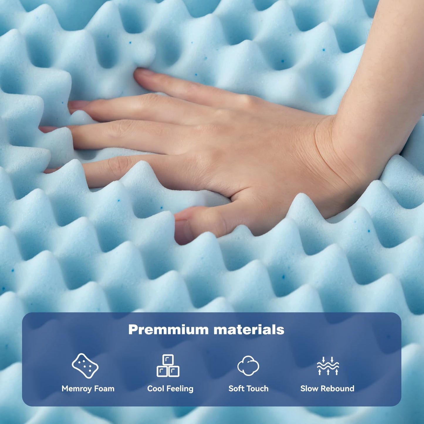 Queen Memory Foam Mattress Topper 7-Zone Bamboo Cover Breathable