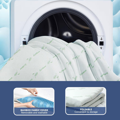 Queen Memory Foam Mattress Topper 7-Zone Bamboo Cover Breathable