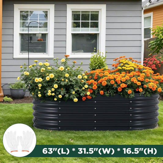 Oval Raised Garden Bed 160x80x42cm Galvanised Steel Planter – view 2