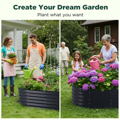 Oval Raised Garden Bed Galvanised Steel 240x80x42cm Planter