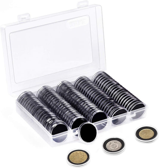 100pcs 46mm Clear Plastic Coin Holder Capsules Storage Box - Auzzistore