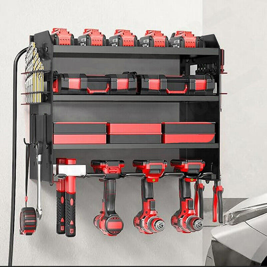Power Tool Rack Organizer - Wall Mount Drill Holder, 4 Layers - Auzzistore