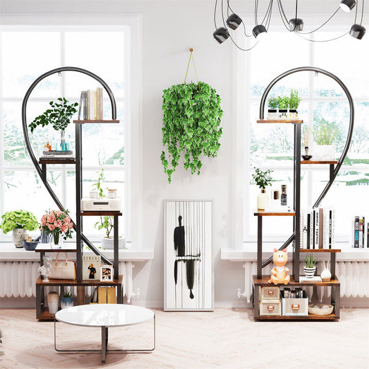 6 Tier Corner Plant Stand Metal & MDF Ladder Shelf Rack – view 2