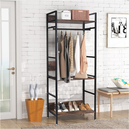 Heavy Duty Clothes Rack 3 Tiers MDF & Metal Iron Rail