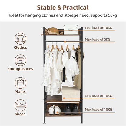 Heavy Duty Clothes Rack 3 Tiers MDF & Metal Iron Rail