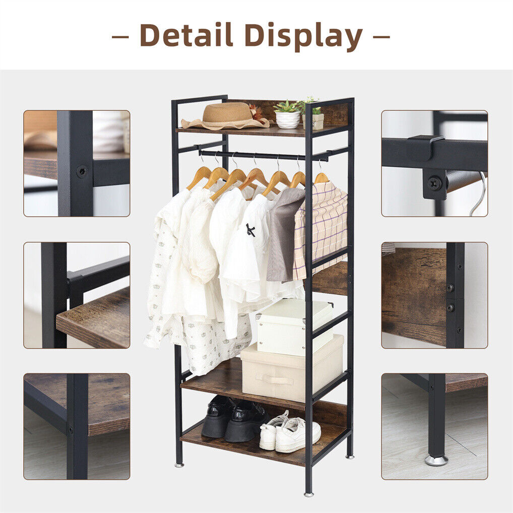 Heavy Duty Clothes Rack 3 Tiers MDF & Metal Iron Rail