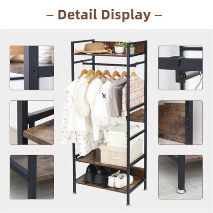 Heavy Duty Clothes Rack 3 Tiers MDF & Metal Iron Rail